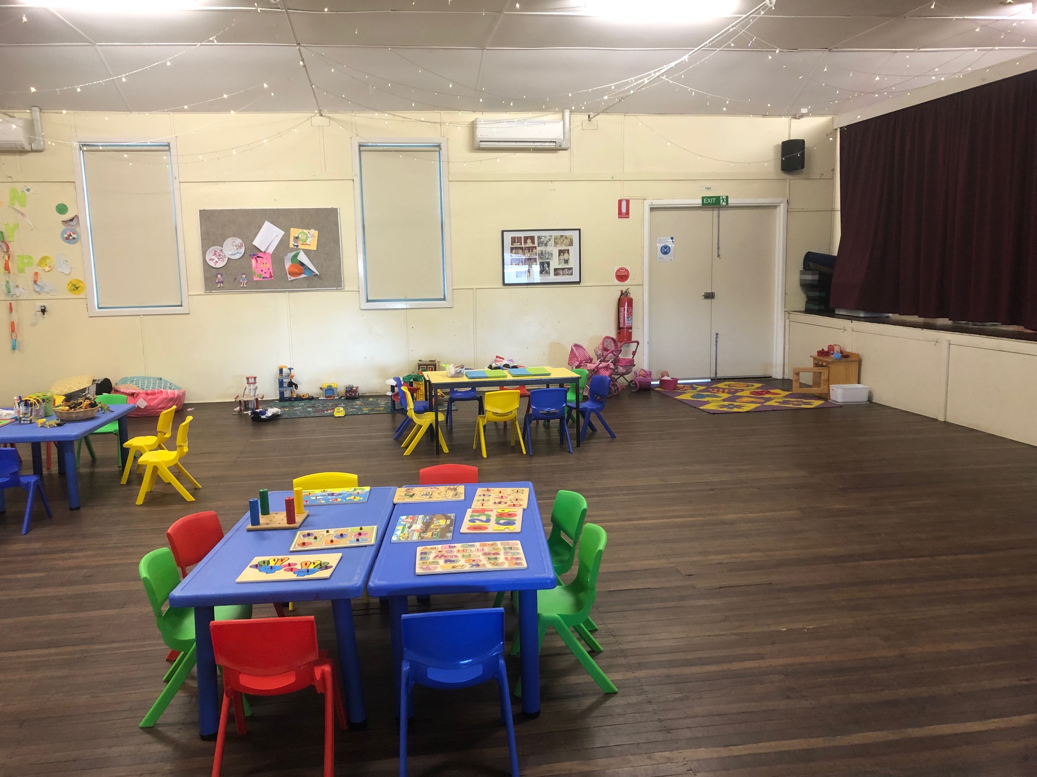 The hall set up for Haven's bush playgroup